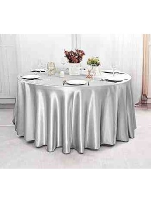 Ayzen Home Yuvarlak Masa Için Saten Masa Örtüsü 190 x 190 cm Çapında