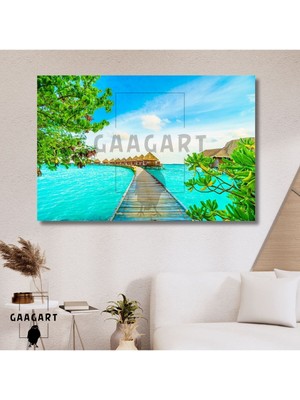 Feyza Design Yatay Kanvas Duvar Tablosu - Tatil Manzarası Bora Bora