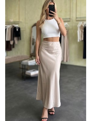 Twomeey Kadın Saten Kumaş Balık Etek