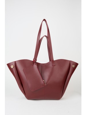 Vivaq Kadın Çiçek Bordo Kartlık Hediyeli Çıt Çıt Kenar ve Çıt Çıt Kapama El Kol ve Omuz Çantası