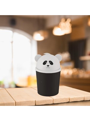 Braventa Collection Panda Çöp Kovası, 2.5 Litre Kapasite, Plastik Malzeme, Siyah Beyaz, Kompakt , 12.5 x 12.5 x 20.5 Cm,