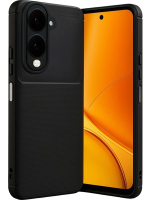 Braventa Collection Vivo Y29S ile Uyumlu Auto Focus Karbon Görünümlü Silikon Kılıf - Siyah, Karbon-Vivo Y29S Kılıf