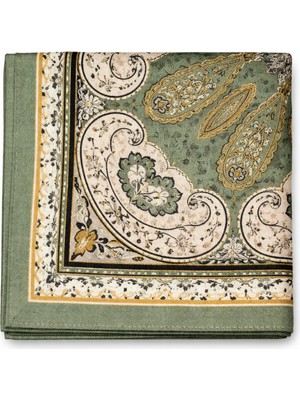 Mim Eşarp ve Şal Ebruli Soft Pamuklu Etnik Desen Eşarp 140X140 cm