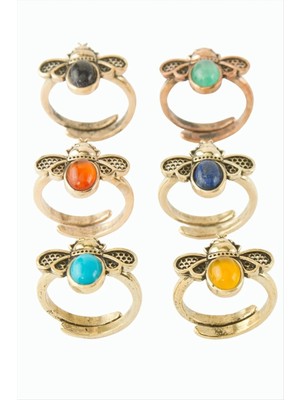 Hsc Bilişim Uğur Böceği Doğaltaşlı Otantik Yüzük