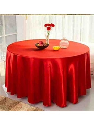 Ayzen Home Yuvarlak Masa Için Saten Masa Örtüsü 190 x 190 cm Çapında