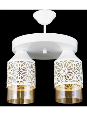 Modern Retro Rustik Iki Katlı Beyaz Krom Avize