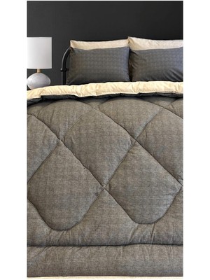 Braventa Collection Lux Uyku Seti-Çift Kişilik-Lastikli Çarşaflı 4yastık Kılıflı-Özel Çantada Antrasit/