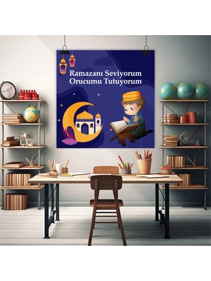 Deko Gonya Ramazanı Seviyorum Orucumu Tutuyorum Temalı Fotoğraf Panosu Branda 100X100