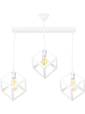 Modern Geometrik Metal Sarkıt Avize - Beyaz Renkli