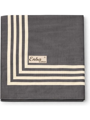 Mim Eşarp ve Şal Enba Soft Pamuklu Çizgi Desenli Eşarp - 95X95 cm