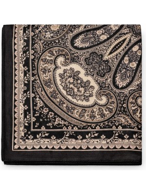 Mim Eşarp ve Şal Ebruli Soft Pamuklu Etnik Desen Eşarp 140X140 cm