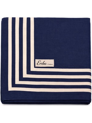 Mim Eşarp ve Şal Enba Soft Pamuklu Çizgi Desenli Eşarp - 95X95 cm