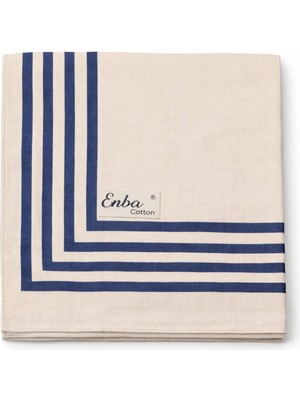 Mim Eşarp ve Şal Enba Soft Pamuklu Çizgi Desenli Eşarp - 95X95 cm
