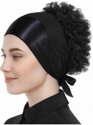 Mim Eşarp ve Şal Fırfırlı Saten Bone