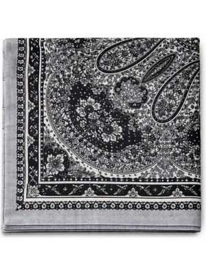 Mim Eşarp ve Şal Ebruli Soft Pamuklu Etnik Desen Eşarp 140X140 cm