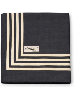 Mim Eşarp ve Şal Enba Soft Pamuklu Çizgi Desenli Eşarp - 95X95 cm