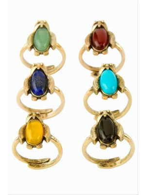 Zero Land Nrzsnt Penguen Doğaltaşlı Otk Yüzük - Sarı Akik