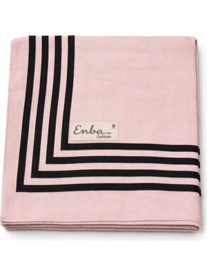 Mim Eşarp ve Şal Enba Soft Pamuklu Çizgi Desenli Eşarp - 95X95 cm