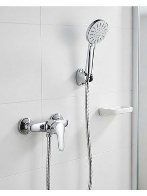 Emh Store 4 Fonksiyonlu Krem El Duşu Seti Spiral Hortum ve Duş Askısı - Lisinya