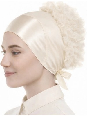 Mim Eşarp ve Şal Fırfırlı Saten Bone