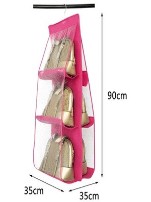 Dua Giyim 6 Gözlü Pratik Dolap Içi Çanta Askılığı/organizer (Pembe)