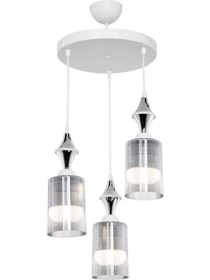 3'lü Füme Krom Avize - Modern ve Şık Tasarım