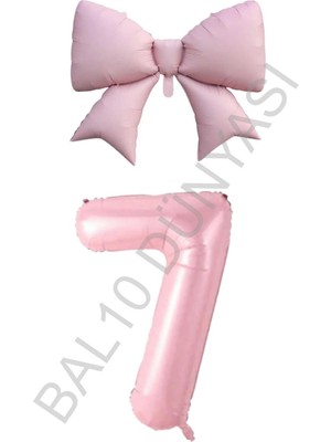 Feyza Design Pembe Renk Fiyonk Rakam Folyo Balon Seti - Yaş 7