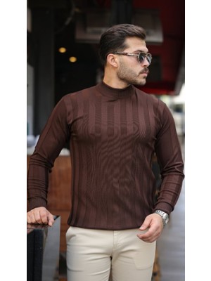 Emh Store Erkek Yarım Balıkçı Yaka Kabartma Desenli Triko