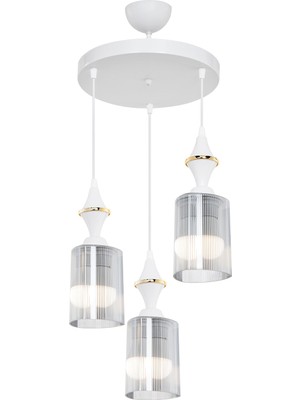 Akses Karo Beyaz 3'lü Üçgen LED Avize - Modern Aydınlatma