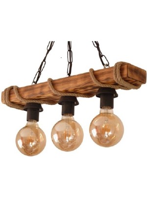 Renkli Ahşap 3'lü Rustik Avize - Şık ve Modern