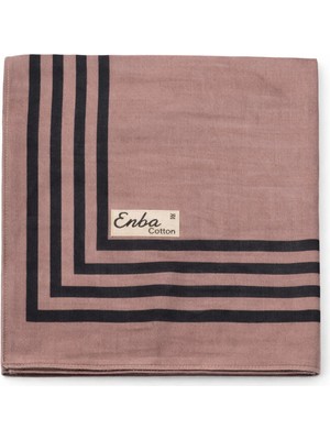 Mim Eşarp ve Şal Enba Soft Pamuklu Çizgi Desenli Eşarp - 95X95 cm