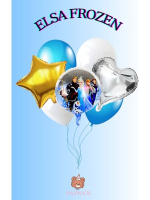 Feyza Design Karlar Ülkesi Elza Temalı Çok Renkli Folyo Balon Seti