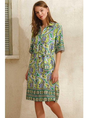 İlk El Grup Ieg™  Kısa Yarım Kol V Yaka Kadın Viskon Çiçek Desenli Yazlık Uzun Elbise