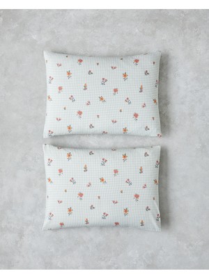 Floral Plaid Kolay Ütülenir 2'li Yastık Kılıfı 50X70 cm Pembe - Yeşil