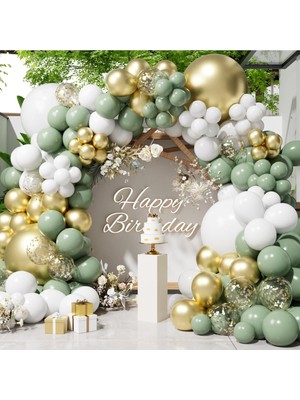 Feyza Design 60 Adet Çok Renkli Rosegold Pembe Gold Şeffaf Balon Zincir Seti