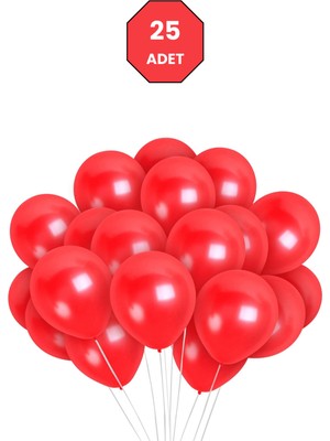 Feyza Design Metalik Kırmızı Balon 25 Adet - Şık Parti Dekorasyonu Seti