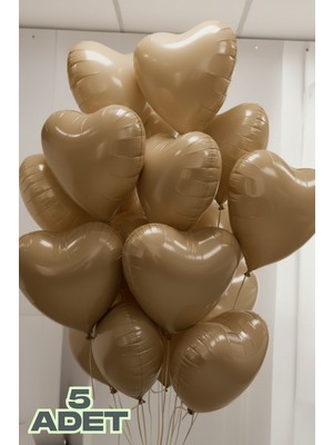 Feyza Design Krem Renkli Kalpli Balonlar ve Rafya Seti - Doğum Günü ve Davet Süsleri