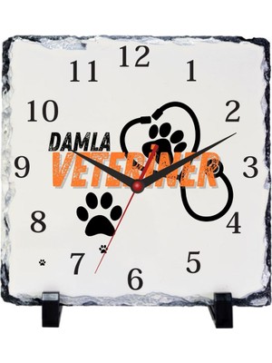 Hediye Vakti Veteriner Hekimlere Özel Isimli Doğal Taş Masa Saati