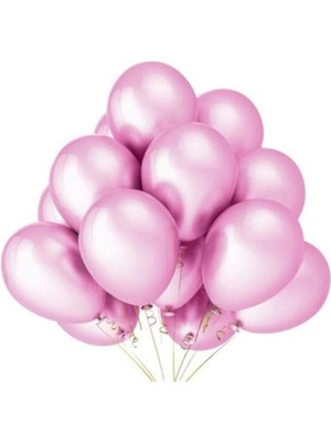Feyza Design 20 Adet Metalik Pembe Balon - Doğum Günü Parti Malzemeleri