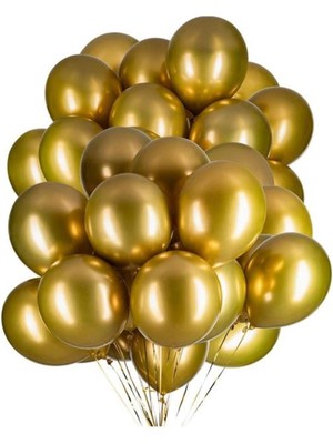 Feyza Design 20 Adet Metalik Gold Balon - Doğum Günü Parti Malzemeleri