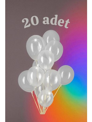 Feyza Design 20 Adet Beyaz Düz Balon Seti - Doğum Günü ve Partiler Için