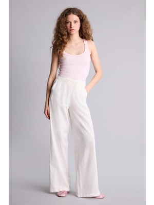 DeFacto Wide Leg Beli Lastikli Keten Karışımlı Pantolon E1981AX26SM