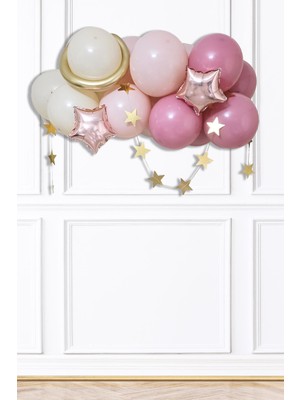 Feyza Design Pembe Uzay Konsept Balon Zinciri Seti - Çok Renkli
