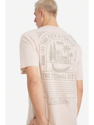 DeFacto %100 Pamuk Boxy Fit Baskılı Tişört F8165AX26SP