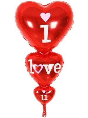 Feyza Design Şık 3’lü Kırmızı Folyo Kalp Balon Seti – Parti ve Eğlence Için