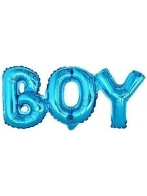 Feyza Design Folyo Balon Boy Yazısı Mavi 21-52CM - Çok Renkli Parti Malzemesi