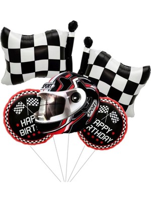 Feyza Design Yarış Temalı Çok Renkli Folyo Balon Seti