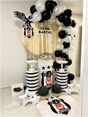 Feyza Design 50 Adet Siyah Beyaz Çok Renkli Balon Konsept Seti