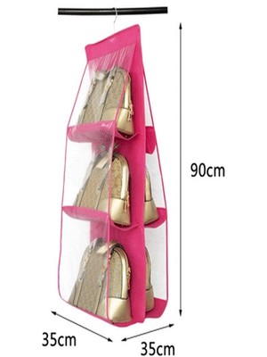 Elma Shop 6 Gözlü Pratik Dolap Içi Çanta Askılığı/organizer (Pembe)