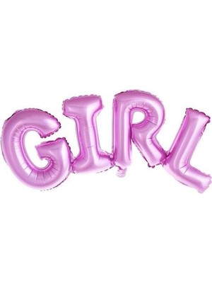 Feyza Design Folyo Balon Girl Yazısı Pembe 21-60CM Çok Renkli
